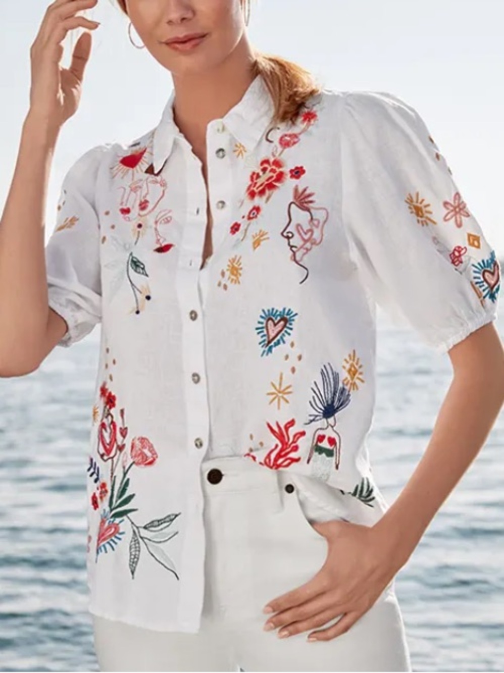 Johnny Was Ruth Lisbon Linen Blouse